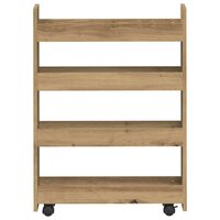 Opbergtrolley smal 4-laags bewerkt hout artisanaal eikenkleurig 4
