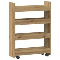 Opbergtrolley smal 4-laags bewerkt hout artisanaal eikenkleurig 6