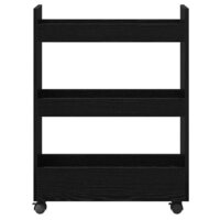 Smalle Opbergtrolley Zwart Eiken 60 x 22 x 80 cm Bewerkt hout 5