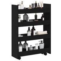 Smalle Opbergtrolley Zwart Eiken 60 x 20 x 82 cm Bewerkt hout 3