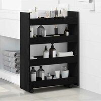 Smalle Opbergtrolley Zwart Eiken 60 x 20 x 82 cm Bewerkt hout 4