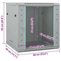 Netwerkkast met opslag Grijs 60 x 45 x 65 cm Staal 9