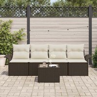 Bankstel met kussen 5 pcs Bruin poly rattan 3