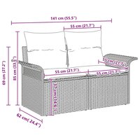 Bankstel met kussen 5 pcs Grijs poly rattan 9