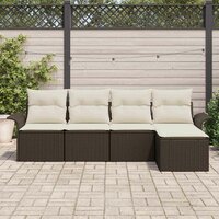Buitensofa met kussen 5 pcs Bruin poly rattan 3