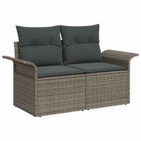 Buitensofa met kussen 5 pcs Grijs poly rattan 5