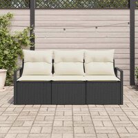 Bankstel 3 pcs Zwart poly rattan 3