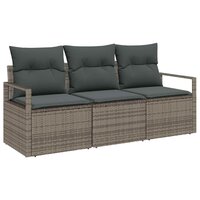 Bankstel 3 pcs Grijs poly rattan 2