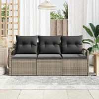 Bankstel 3 pcs Grijs poly rattan 3