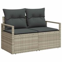 Bankstel 3 pcs Lichtgrijs poly rattan 4