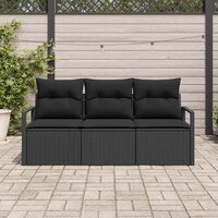 Bankstel 3 pcs Zwart poly rattan 3