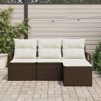 Bankstel 4 pcs Bruin poly rattan 3