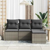 Bankstel 4 pcs Grijs poly rattan 3