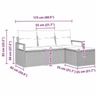 Bankstel 4 pcs Grijs poly rattan 8