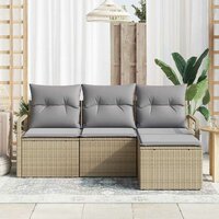 Bankstel 4 pcs Beige poly rattan 3