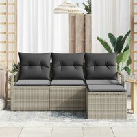 Bankstel 4 pcs Lichtgrijs poly rattan 3