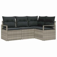 Bankstel 4 pcs Lichtgrijs poly rattan 2