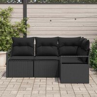 Bankstel 4 pcs Zwart poly rattan 3