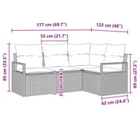 Bankstel 4 pcs Zwart poly rattan 8