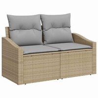 Bankstel met kussen 3 pcs Beige poly rattan 4