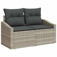 Bankstel met kussen 3 pcs Lichtgrijs poly rattan 4