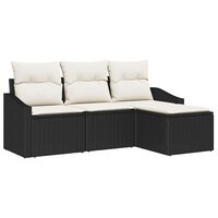 Bankstel met kussen 4 pcs Zwart poly rattan 2