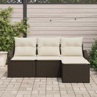 Bankstel met kussen 4 pcs Bruin poly rattan 3
