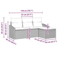 Bankstel met kussen 4 pcs Bruin poly rattan 8
