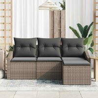 Bankstel met kussen 4 pcs Grijs poly rattan 3