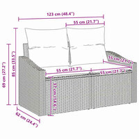 Bankstel met kussen 4 pcs Grijs poly rattan 9