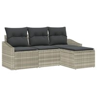 Bankstel met kussen 4 pcs Lichtgrijs poly rattan 2