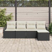 Bankstel met kussen 5 pcs Zwart poly rattan 3