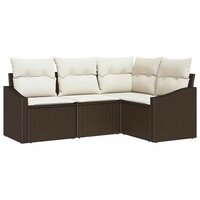 Bankstel met kussen 4 pcs Bruin poly rattan 2