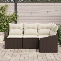 Bankstel met kussen 4 pcs Bruin poly rattan 3