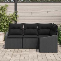 Bankstel met kussen 4 pcs Zwart poly rattan 3