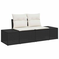 Bankstel met kussen 3 pcs Zwart poly rattan 4