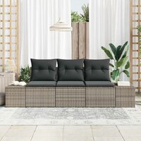Bankstel met kussen 3 pcs Grijs poly rattan 3