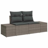 Bankstel met kussen 3 pcs Grijs poly rattan 4