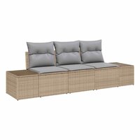 Bankstel met kussen 3 pcs Beige poly rattan 2
