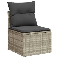 Bankstel met kussen 3 pcs Lichtgrijs poly rattan 5