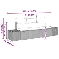 Bankstel met kussen 3 pcs Zwart poly rattan 7