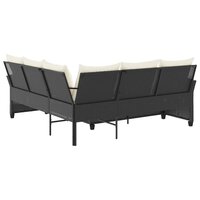 Loungebank met kussens L-vormig poly rattan zwart 5