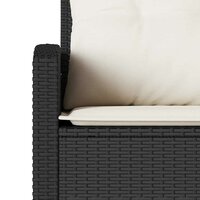 Loungebank met kussens L-vormig poly rattan zwart 6