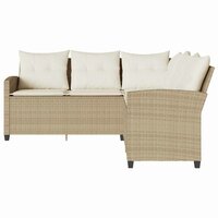 Loungebank met kussens L-vormig poly rattan beige 3