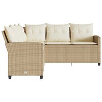 Loungebank met kussens L-vormig poly rattan beige 4