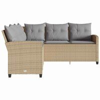 Loungebank met kussens L-vormig poly rattan beige 4