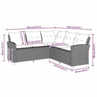Loungebank met kussens L-vormig poly rattan beige 7