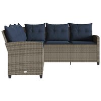 Loungebank met kussens L-vormig poly rattan grijs 4