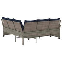 Loungebank met kussens L-vormig poly rattan grijs 5