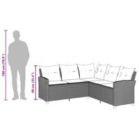 Loungebank met kussens L-vormig poly rattan grijs 8